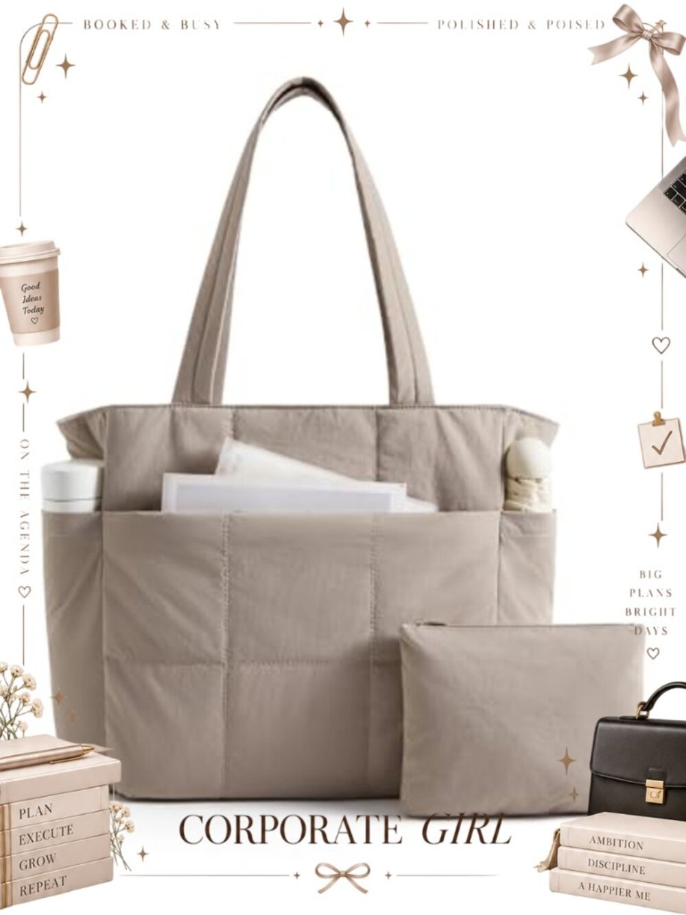 LIGHT FLIGHT Tote Bag Set Women 15.6" Laptop Shoulder Handbag